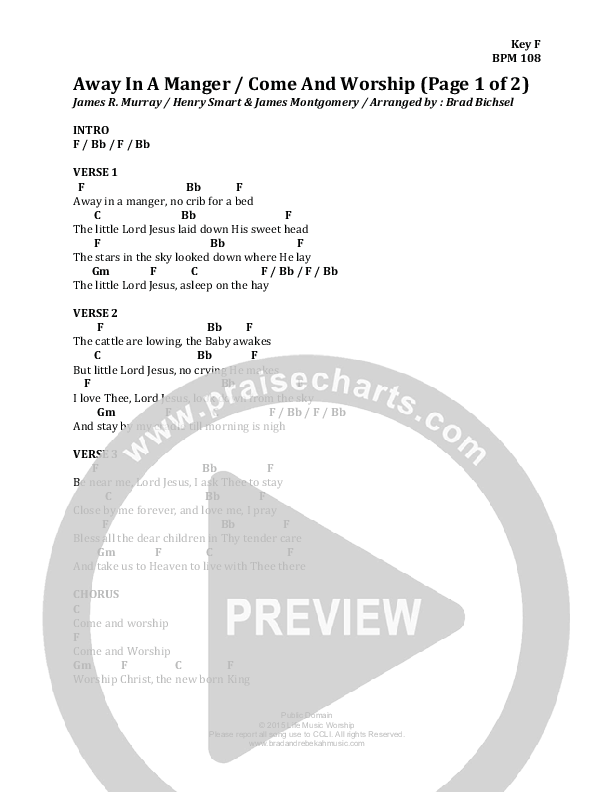 Away In A Manger Chords & Lyrics (Brad & Rebekah)