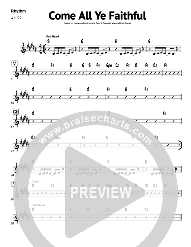O Come All Ye Faithful Rhythm Chart (Brad & Rebekah)