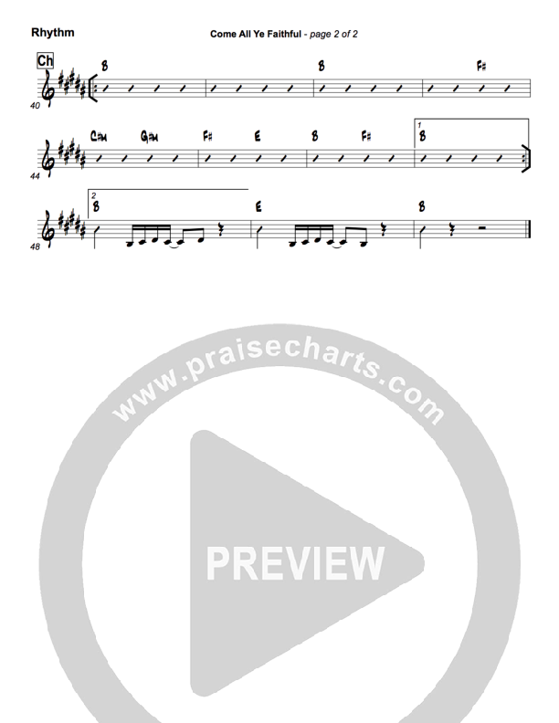 O Come All Ye Faithful Rhythm Chart (Brad & Rebekah)