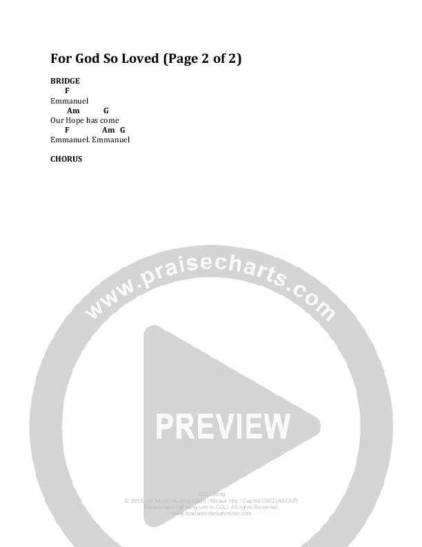 For God So Loved Chords & Lyrics (Brad & Rebekah)