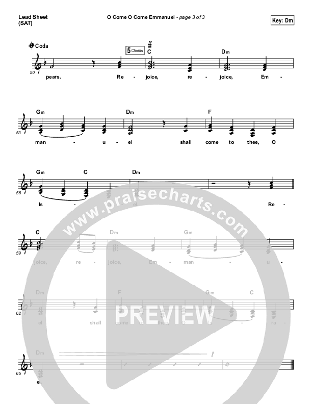 O Come O Come Emmanuel Lead Sheet (Brad & Rebekah)