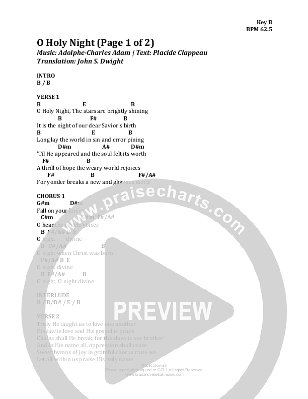 O Holy Night Chords & Lyrics (Brad & Rebekah)