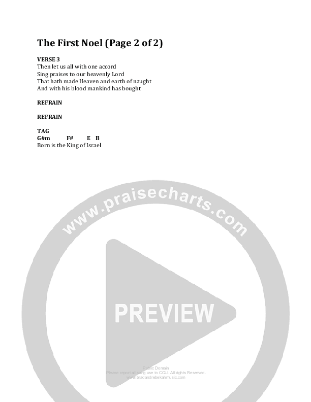 The First Noel Chords & Lyrics (Brad & Rebekah)
