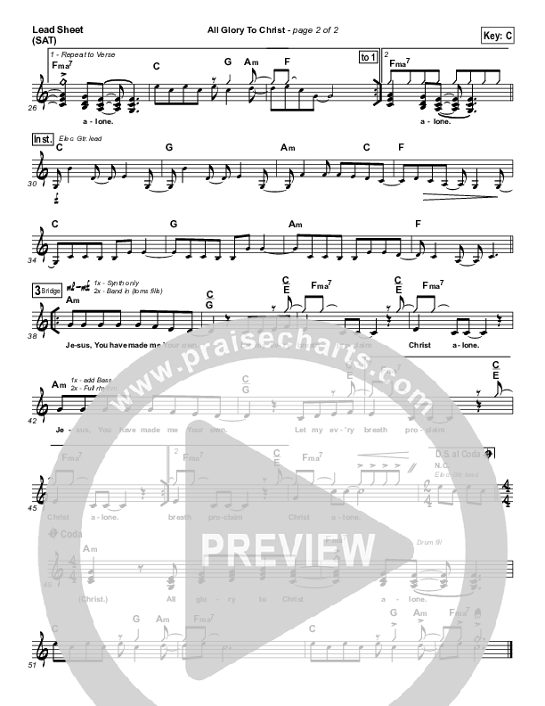 All Glory To Christ Lead Sheet (C2C Music)