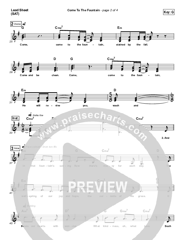 Come To The Fountain Lead Sheet (C2C Music)