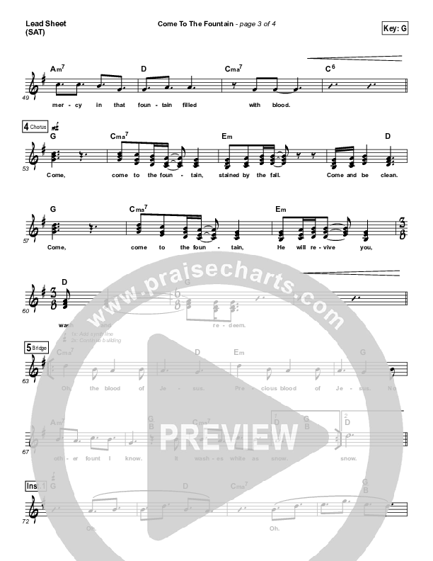 Come To The Fountain Lead Sheet (C2C Music)