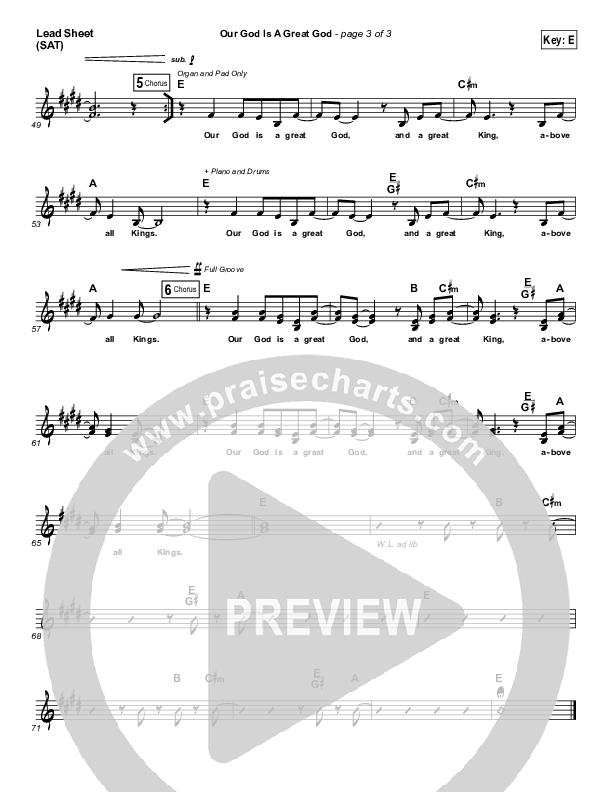 Our God Is A Great God Lead Sheet (C2C Music)