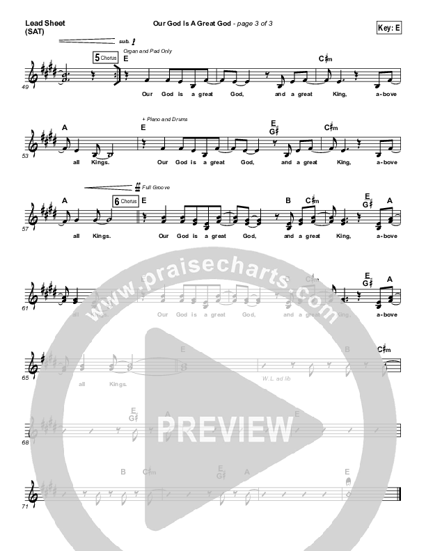 Our God Is A Great God Lead Sheet (SAT) (C2C Music)