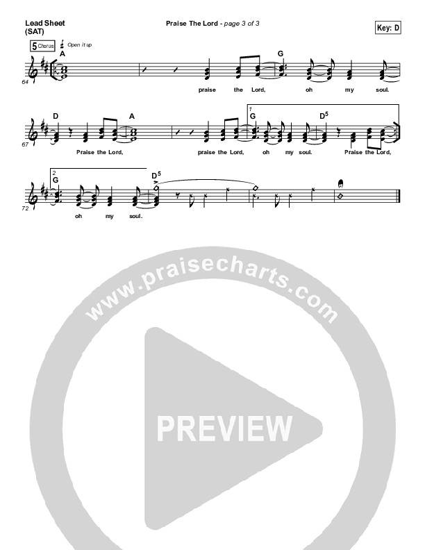 Praise The Lord Lead Sheet (SAT) (C2C Music)
