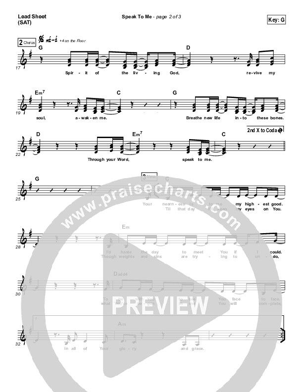 Speak To Me Lead Sheet (C2C Music)