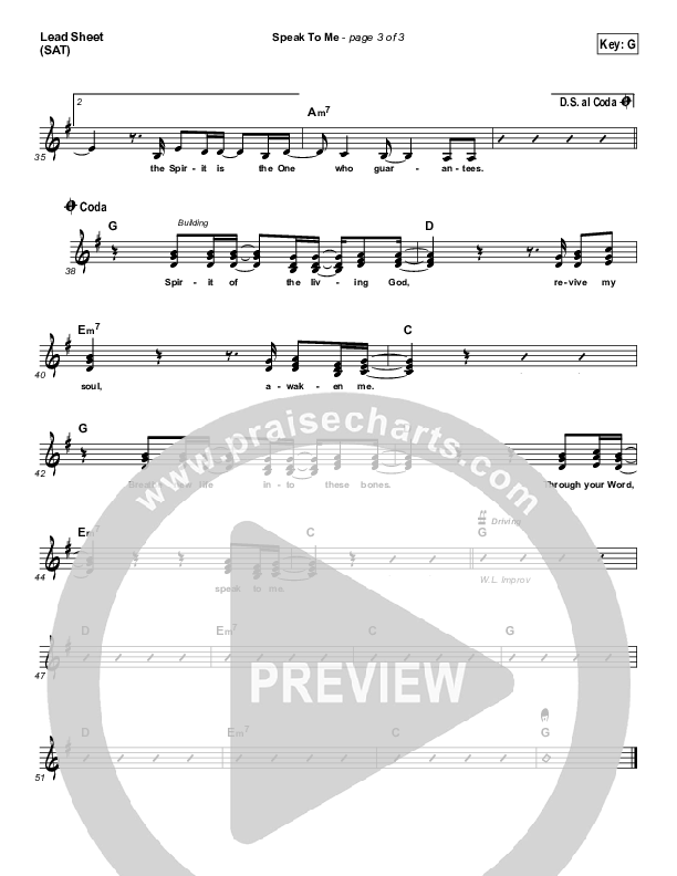 Speak To Me Lead Sheet (C2C Music)