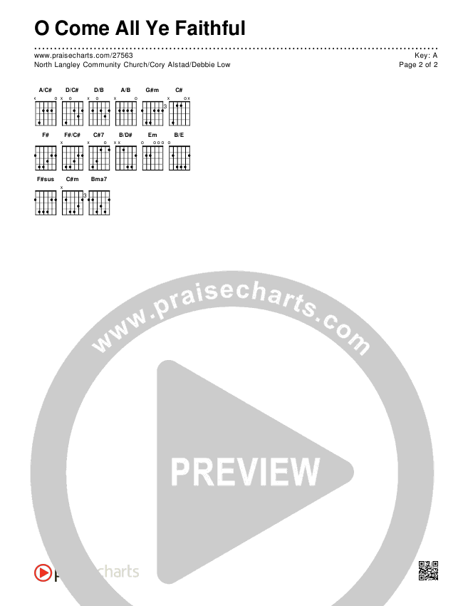 O Come All Ye Faithful Chords & Lyrics (North Langley Community Church / Cory Alstad / Debbie Low)