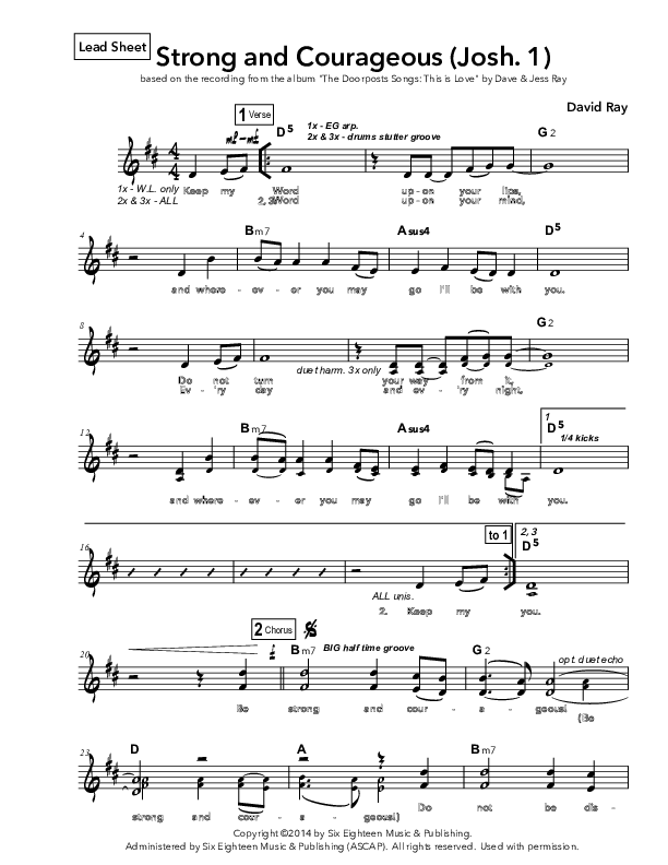Strong and Courageous Lead Sheet (Doorpost Songs / Dave and Jess Ray)