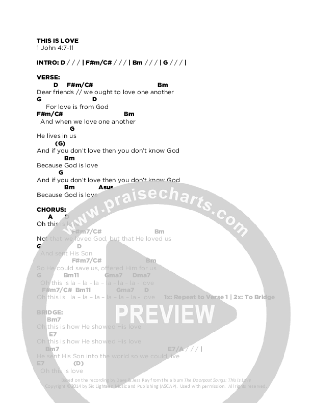 This Is Love Chords & Lyrics (Doorpost Songs / Dave and Jess Ray)
