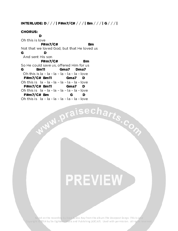 This Is Love Chords & Lyrics (Doorpost Songs / Dave and Jess Ray)