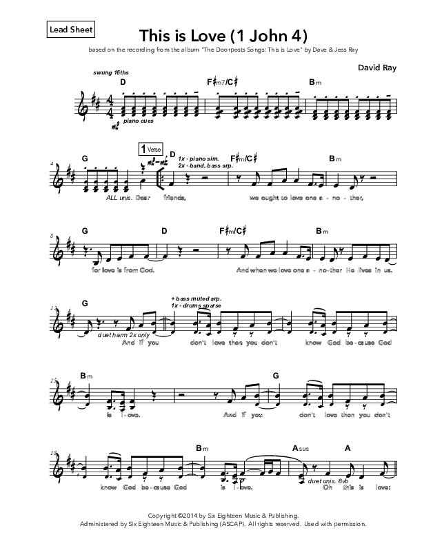 This Is Love Lead Sheet (Doorpost Songs / Dave and Jess Ray)