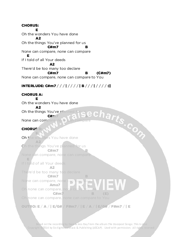None Can Compare Chords & Lyrics (Doorpost Songs / Dave and Jess Ray)