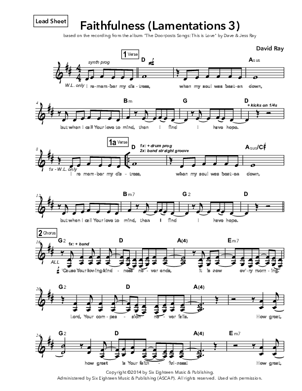Faithfulness Lead Sheet (Doorpost Songs / Dave and Jess Ray)