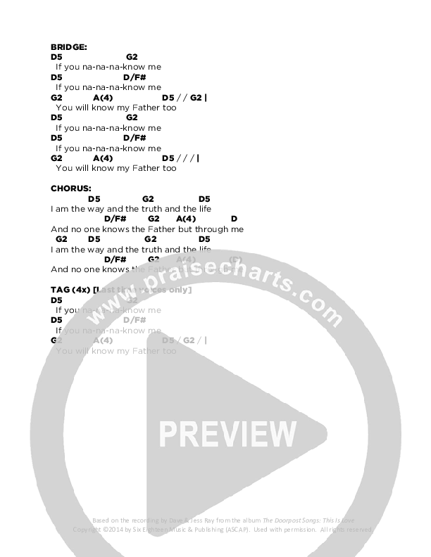 The Way Chords & Lyrics (Doorpost Songs / Dave and Jess Ray)