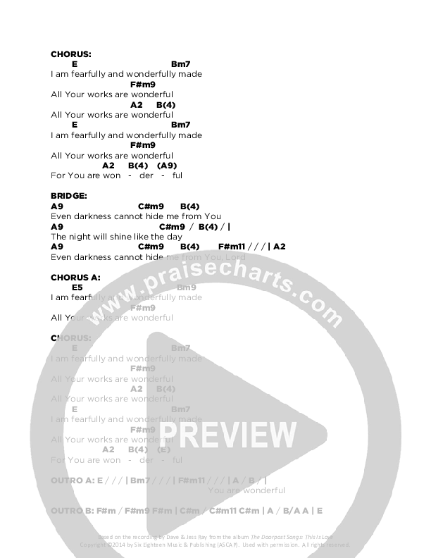 Wonderful Chords & Lyrics (Doorpost Songs / Dave and Jess Ray)