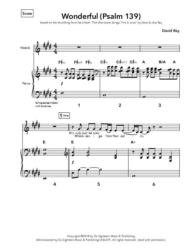 Wonderful Conductor's Score (Doorpost Songs / Dave and Jess Ray)