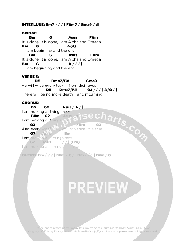 All Things New Chords & Lyrics (Doorpost Songs / Dave and Jess Ray)