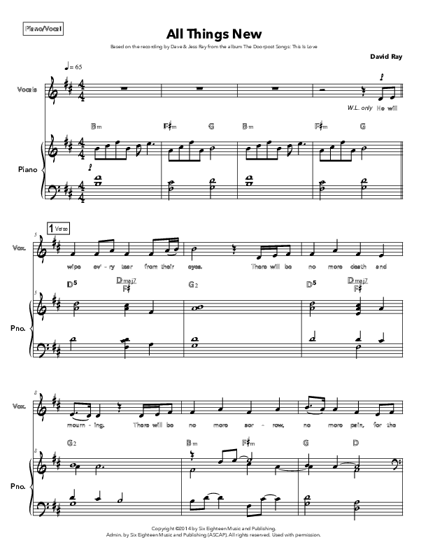 All Things New Lead & Piano (Doorpost Songs / Dave and Jess Ray)