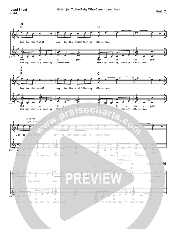 Hallelujah To The Baby Who Came Lead Sheet (Dennis Jernigan)
