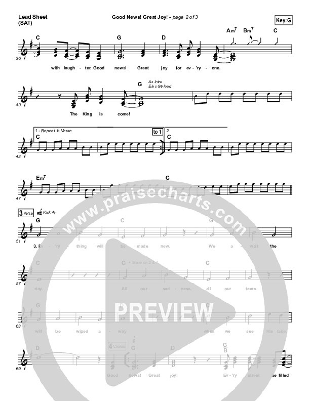 Good News Great Joy Lead Sheet (SAT) (Toby Baxley)