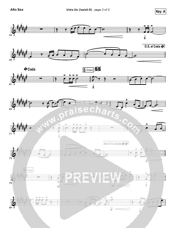 Unto Us (Isaiah 9) Alto Sax (Doorpost Songs / Dave and Jess Ray)