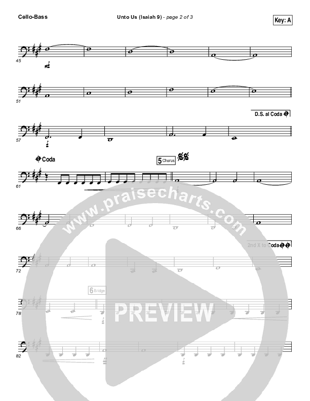 Unto Us (Isaiah 9) Cello/Bass (Doorpost Songs / Dave and Jess Ray)