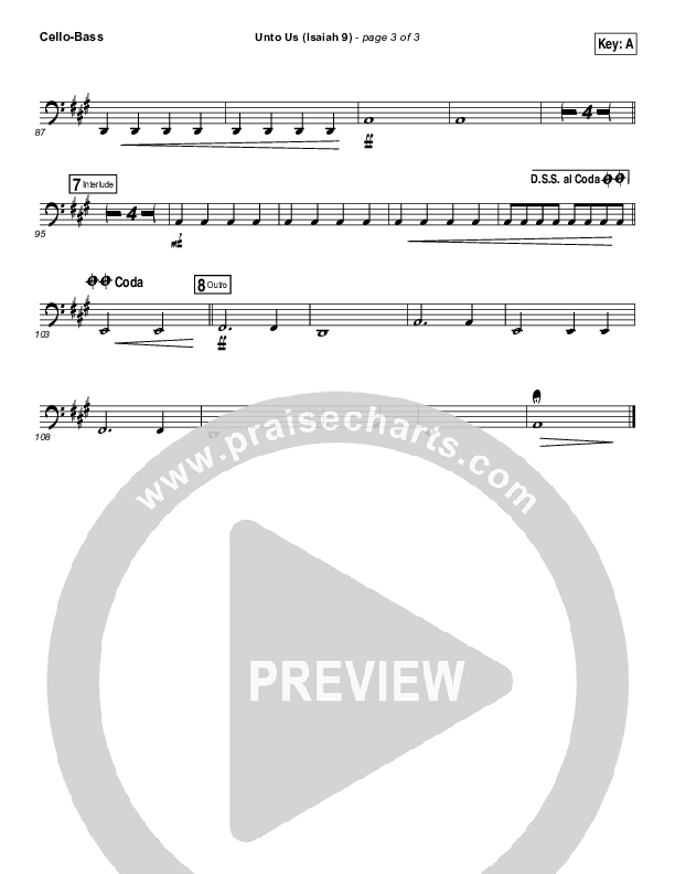 Unto Us (Isaiah 9) Cello/Bass (Doorpost Songs / Dave and Jess Ray)