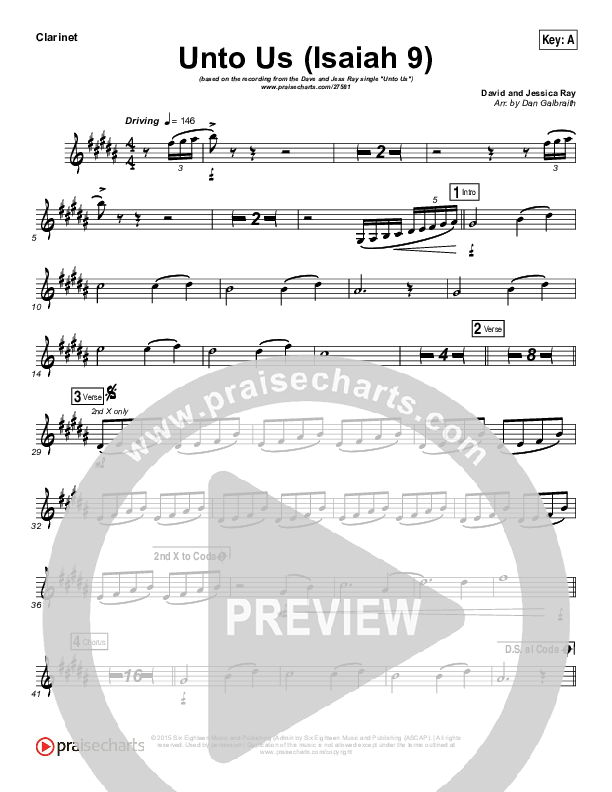 Unto Us (Isaiah 9) Wind Pack (Doorpost Songs / Dave and Jess Ray)