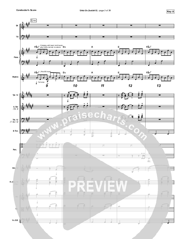 Unto Us (Isaiah 9) Conductor's Score (Doorpost Songs / Dave and Jess Ray)