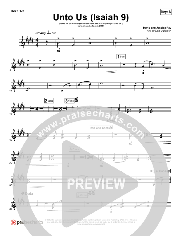 Unto Us (Isaiah 9) Brass Pack (Doorpost Songs / Dave and Jess Ray)