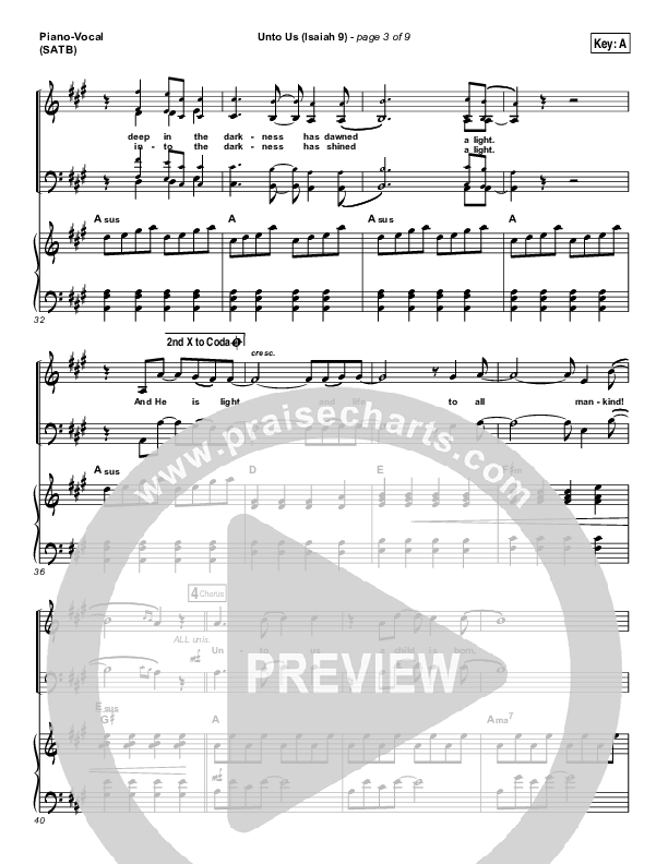 Unto Us (Isaiah 9) Piano/Vocal & Lead (Doorpost Songs / Dave and Jess Ray)