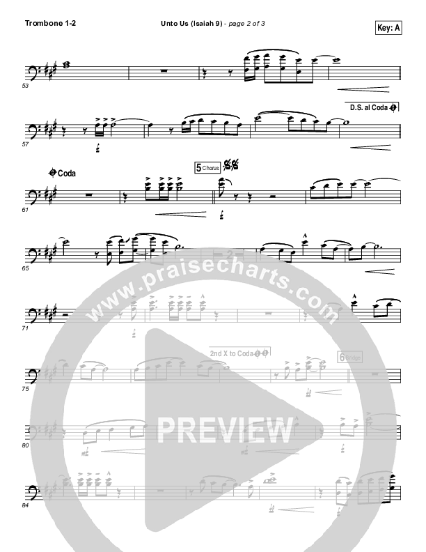 Unto Us (Isaiah 9) Trombone 1/2 (Doorpost Songs / Dave and Jess Ray)