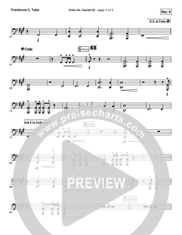 Unto Us (Isaiah 9) Trombone 3/Tuba (Doorpost Songs / Dave and Jess Ray)