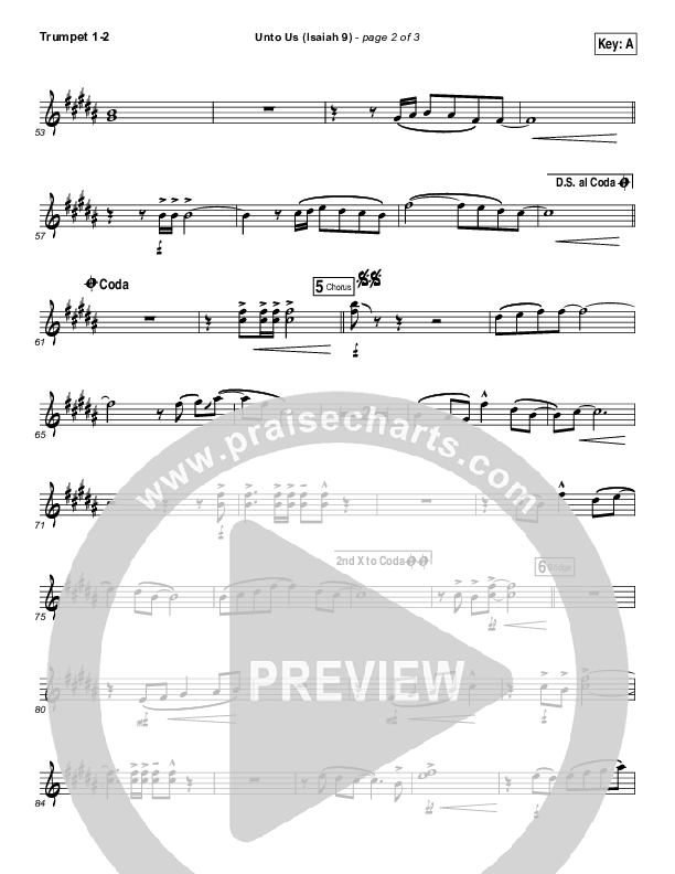 Unto Us (Isaiah 9) Trumpet 1,2 (Doorpost Songs / Dave and Jess Ray)