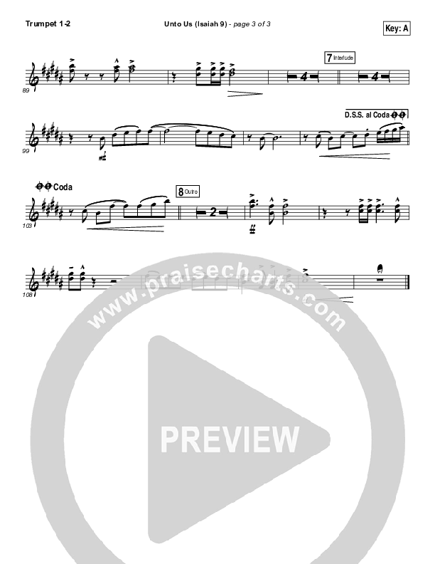 Unto Us (Isaiah 9) Trumpet 1,2 (Doorpost Songs / Dave and Jess Ray)