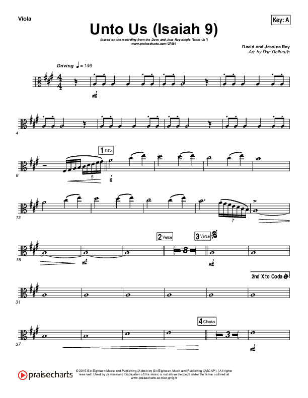 Unto Us (Isaiah 9) Viola (Doorpost Songs / Dave and Jess Ray)