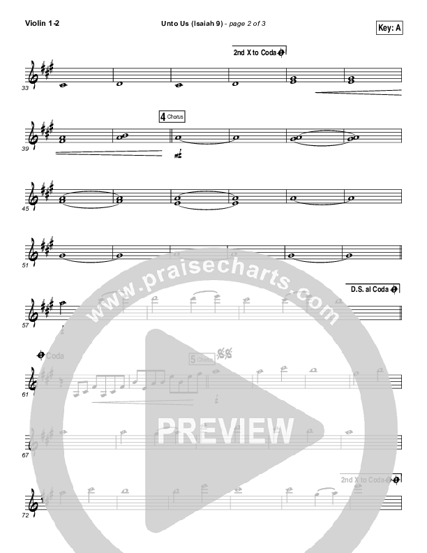 Unto Us (Isaiah 9) Violin 1/2 (Doorpost Songs / Dave and Jess Ray)