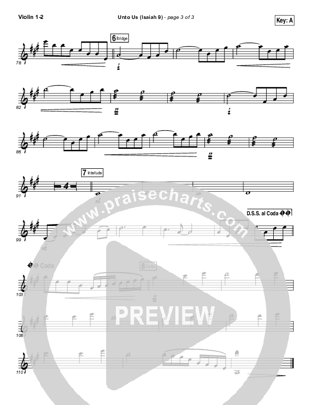 Unto Us (Isaiah 9) Violin 1/2 (Doorpost Songs / Dave and Jess Ray)