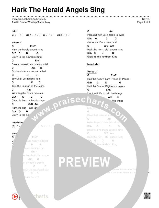 Hark The Herald Angels Sing Chords & Lyrics (Austin Stone Worship / Aaron Ivey)