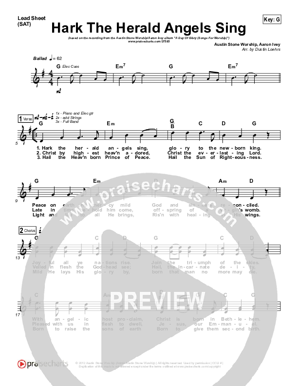 Hark The Herald Angels Sing Lead Sheet (SAT) (Austin Stone Worship / Aaron Ivey)