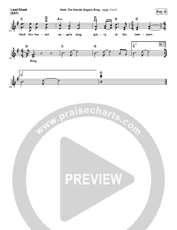 Hark The Herald Angels Sing Lead Sheet (SAT) (Austin Stone Worship / Aaron Ivey)