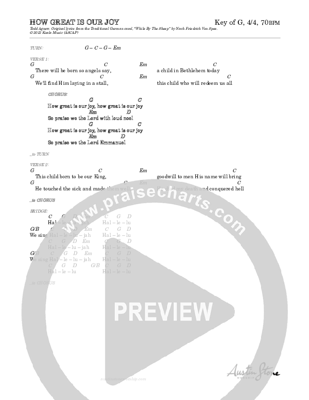 How Great Is Our Joy Chords & Lyrics (Austin Stone Worship / Justin Cofield)