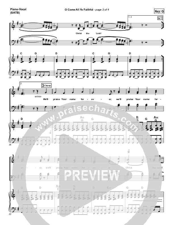 O Come All Ye Faithful Piano/Vocal (SATB) (Austin Stone Worship / Justin Cofield)