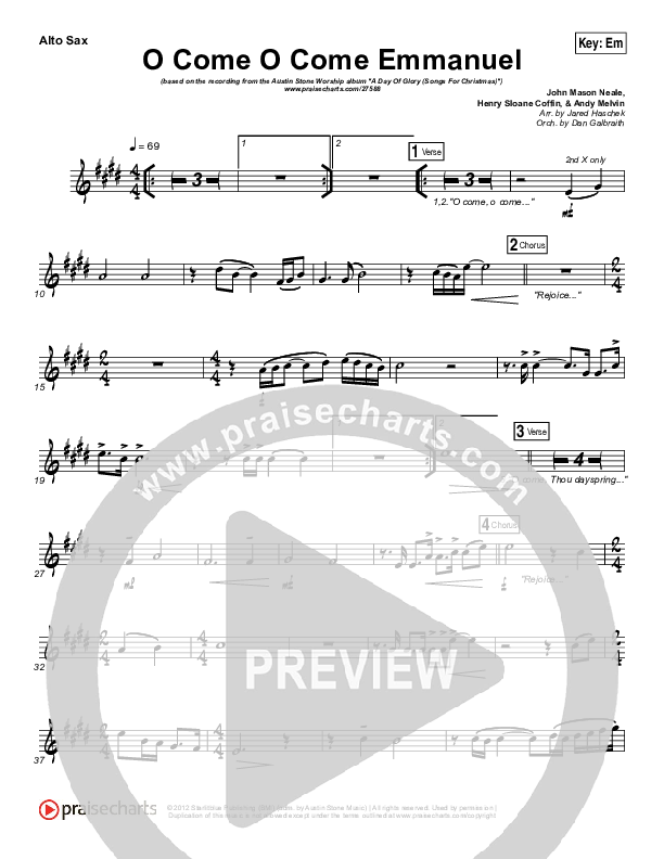 O Come O Come Emmanuel Alto Sax (Austin Stone Worship / Aaron Ivey)