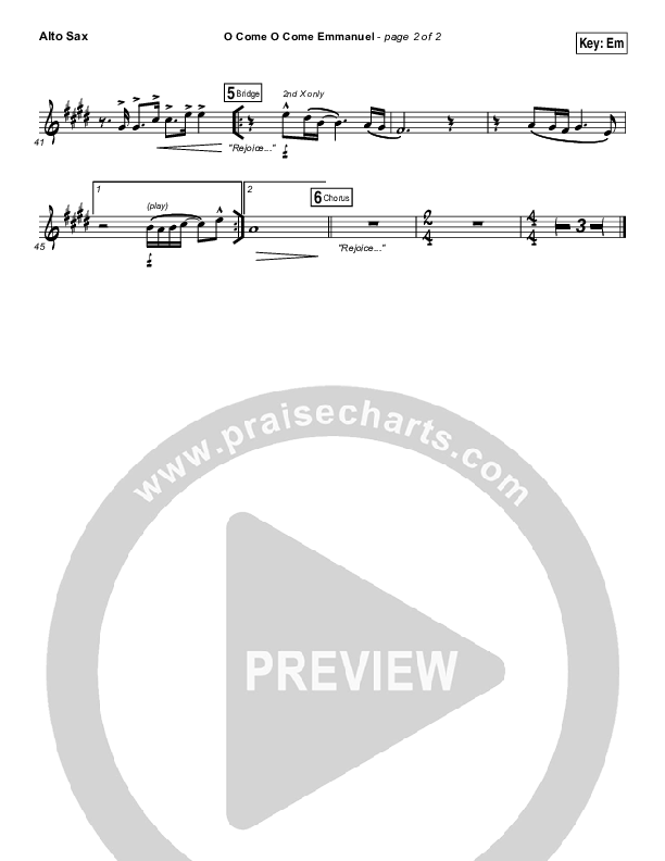 O Come O Come Emmanuel Alto Sax (Austin Stone Worship / Aaron Ivey)